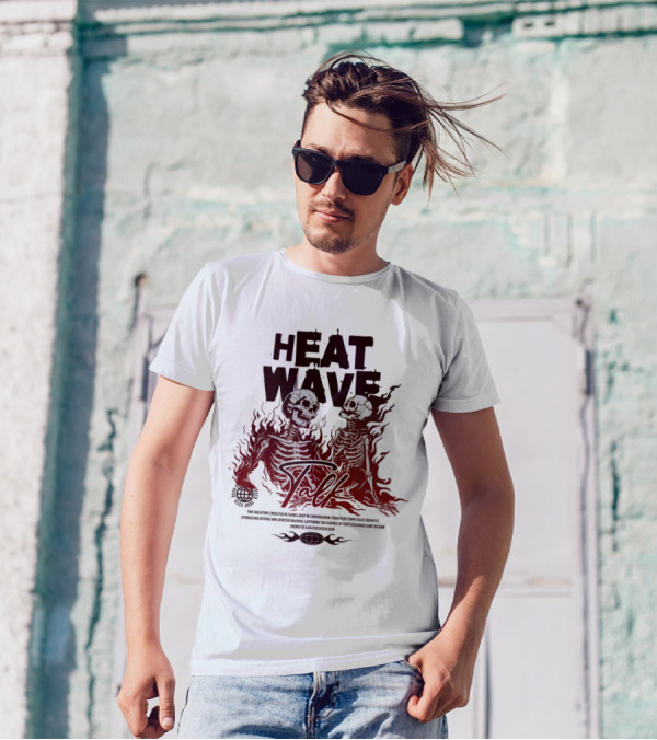 HEAT WAVE SKELETONS AND SECRETS IN THE FLAMES OF FALL T-Shirt