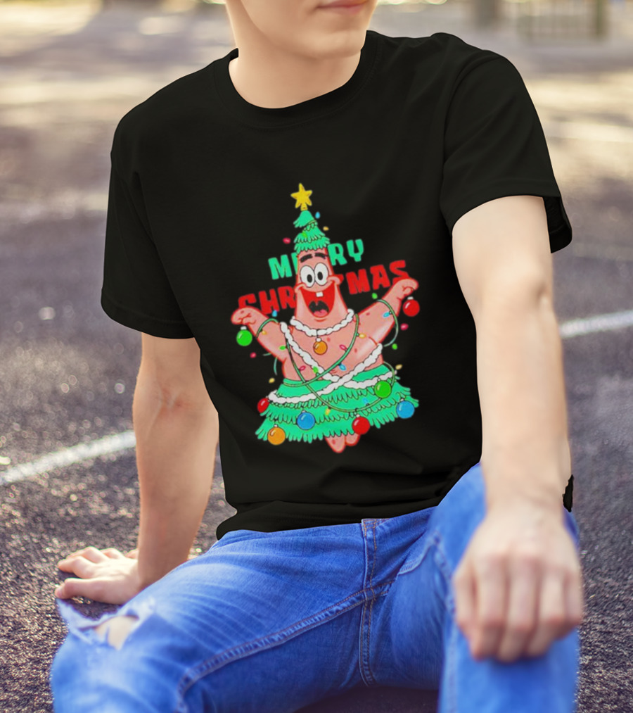 Patrick Star Merry Christmas Tree T-Shirt