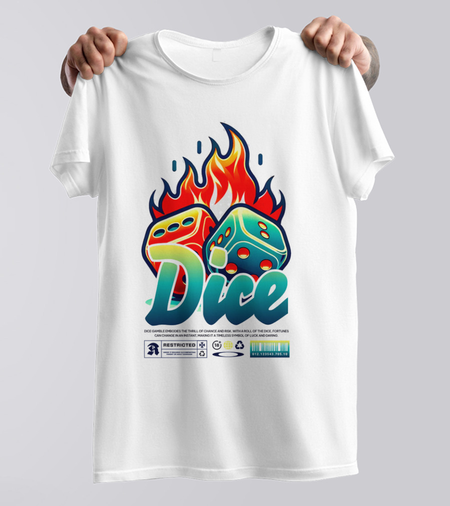 Dice Rolling Flames Exploding The Game Of Chance T-Shirt