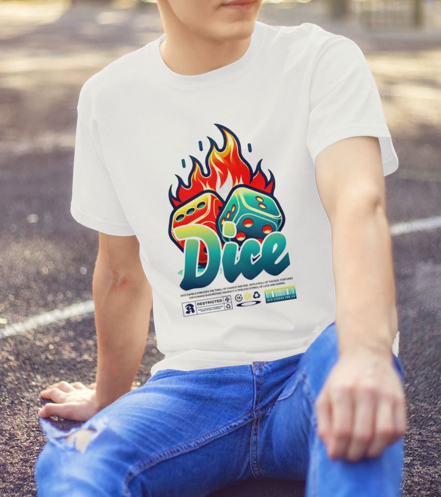 Dice Rolling Flames Exploding The Game Of Chance T-Shirt