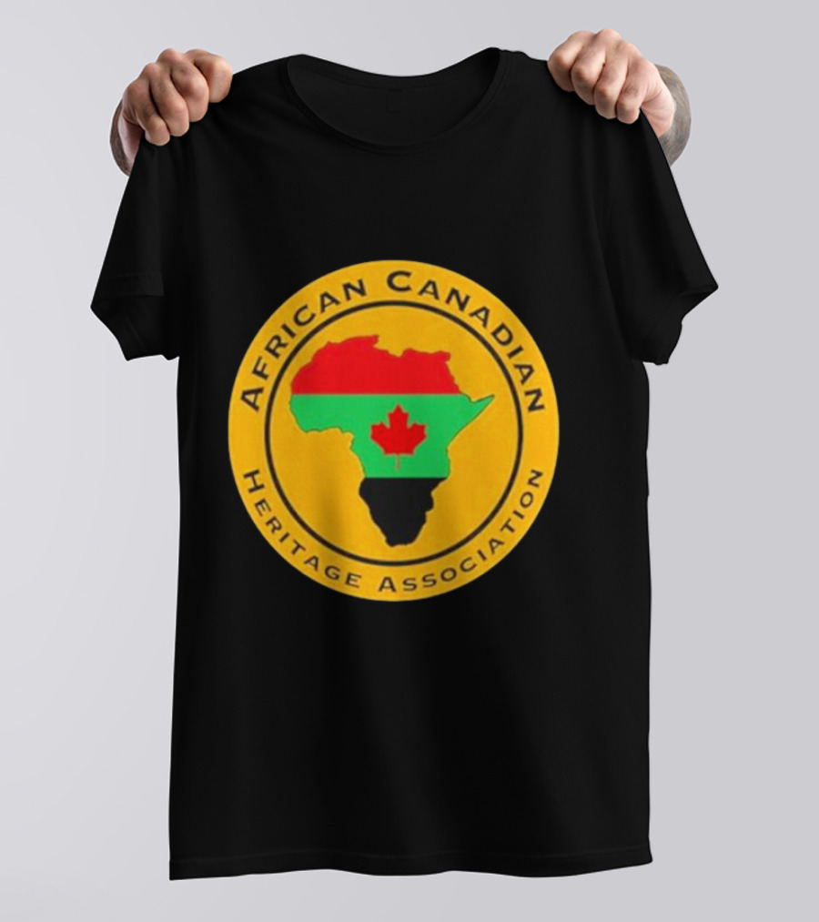 Papa Burgundy African Canadian Heritage Association African Map With Canadian Flag T-Shirt