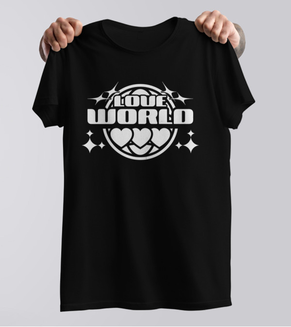 LOVE WORLD Hearts Globe Sparkles T-Shirt