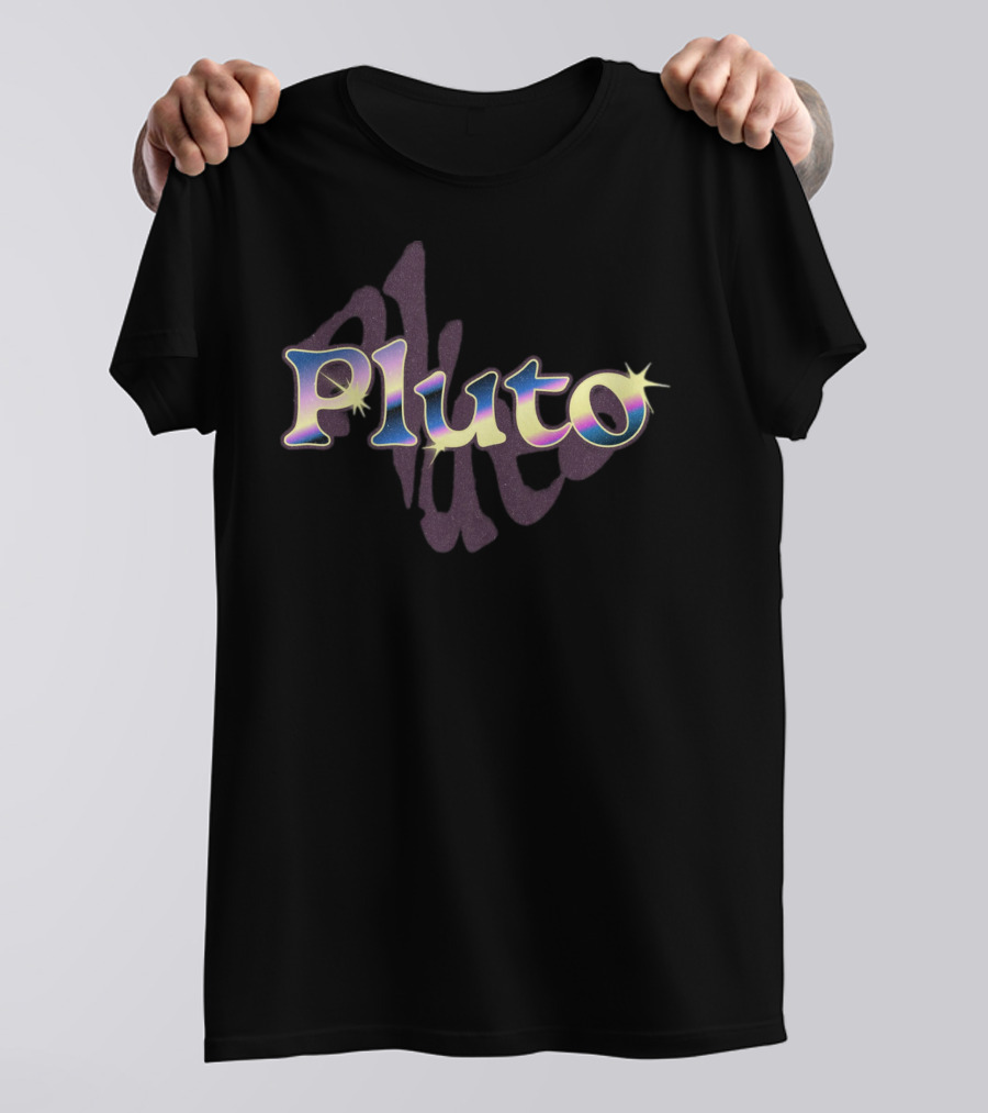 Pluto Retro Cosmic Gradient Text T-Shirt