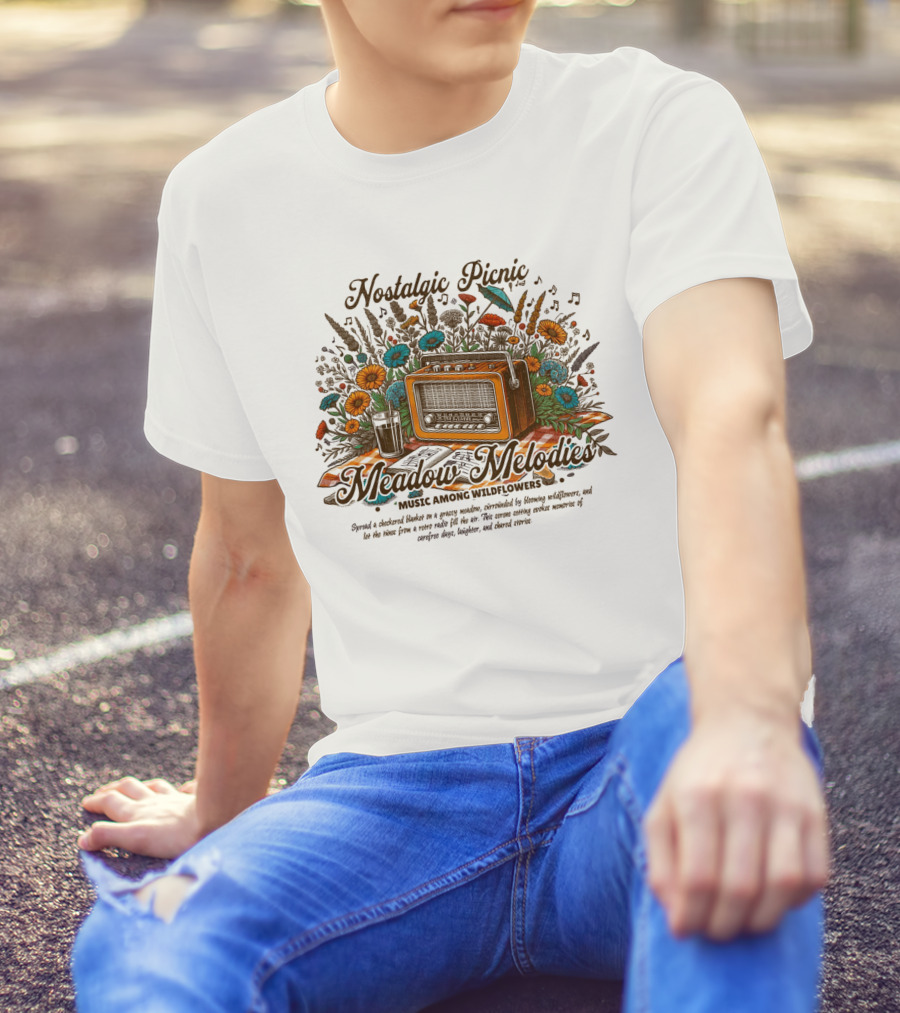 Nostalgic Picnic Meadow Melodies Music Among Wildflowers T-Shirt