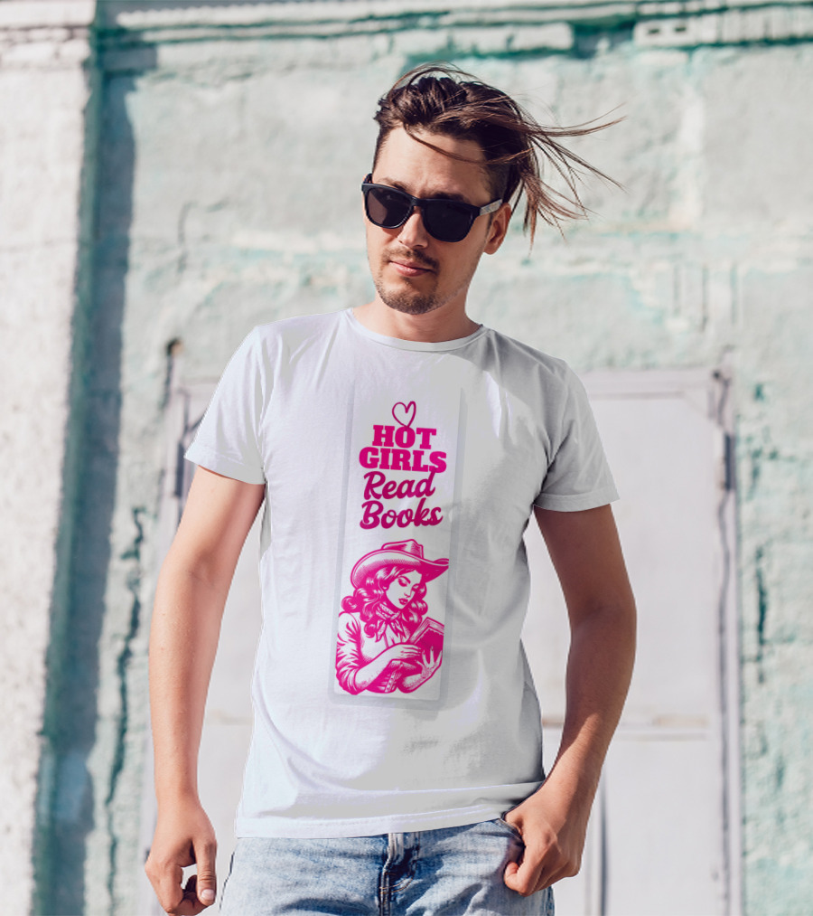 Hot Girls Read Books Cool Vintage Bookmark T-Shirt