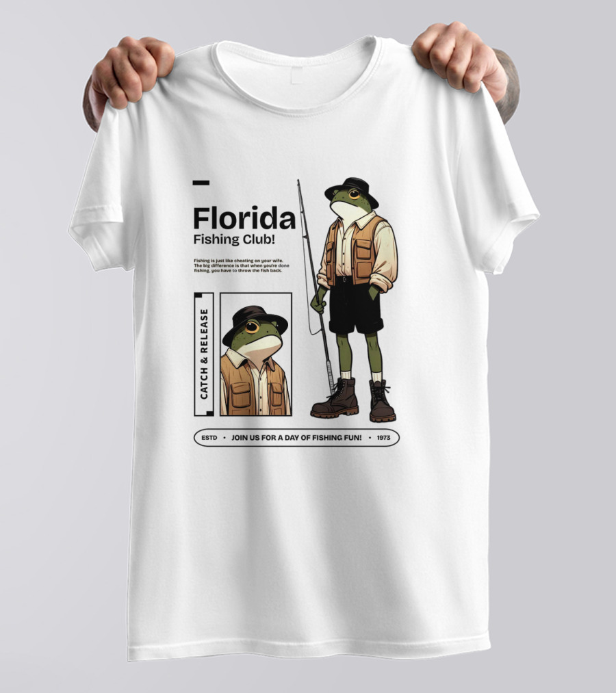 Florida Fishing Club Catch And Release Frog Adventure 1975 T-Shirt