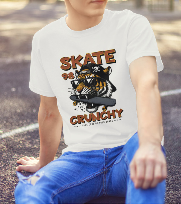 SKATE 98 CRUNCHY Tiger Take Care Of Your Bones T-Shirt