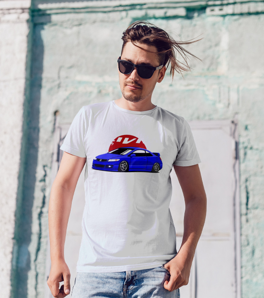 Civic SI JDM Cars Honda Blue Sports Car Japanese T-Shirt