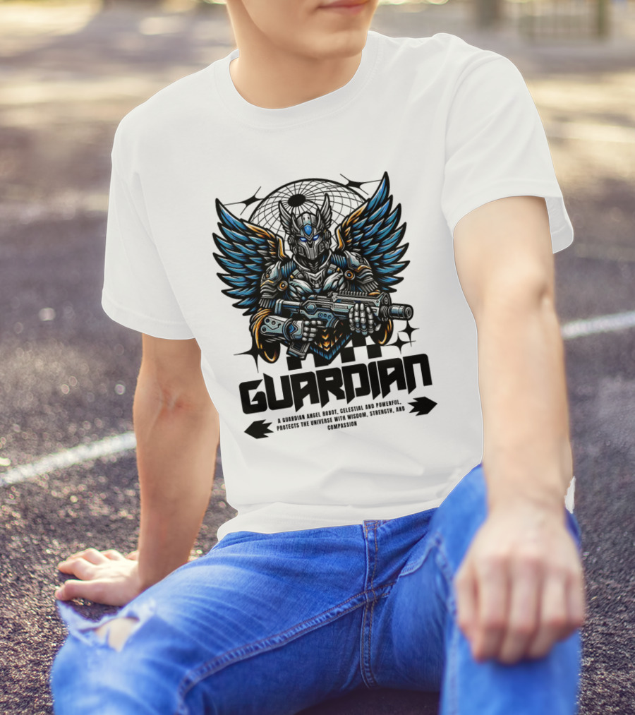 Guardian Angel Robot Celestial And Powerful Protects The Universe With Wisdom Strength And Compassion T-Shirt