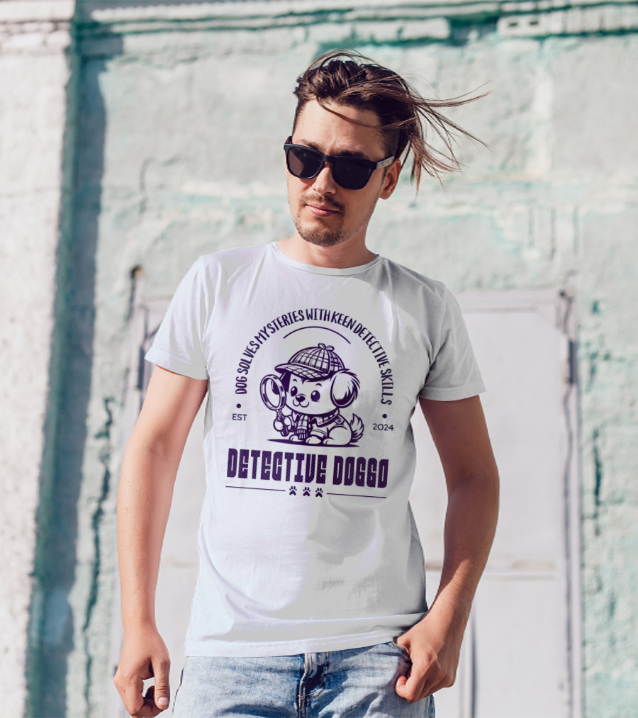 Detective Doggo Dog Solves Mysteries With Keen Detective Skills Est T-Shirt