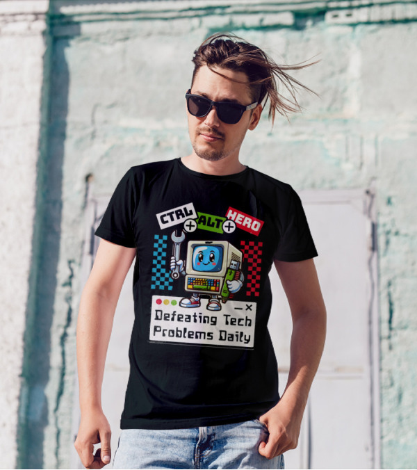 CTRL ALT HERO Retro Computer Defeating Tech Problems Daily T-Shirt