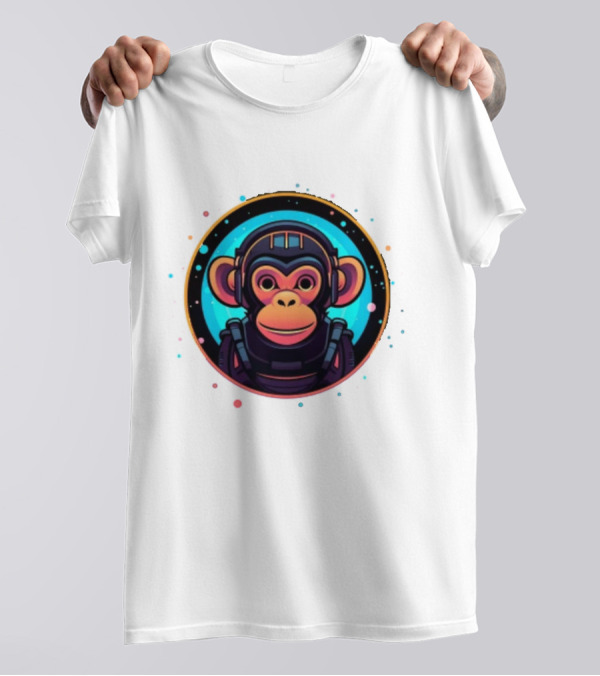 Neon Space Monkey Astronaut Galaxy Explorer T-Shirt