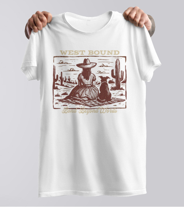 WEST BOUND Bond Beyond Words Cactus Desert Scene T-Shirt