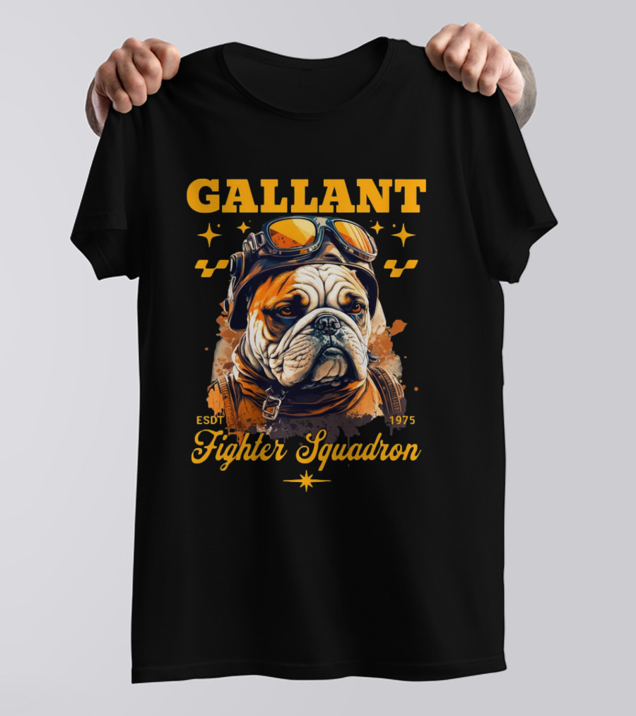 Gallant Bulldog Fighter Squadron 1975 Vintage Pilot Theme ESDT T-Shirt