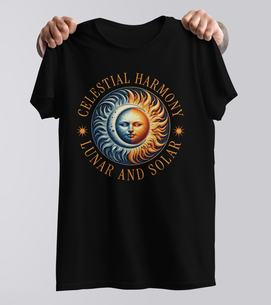 Celestial Harmony Lunar And Solar Duality Moon And Sun Symmetry T-Shirt