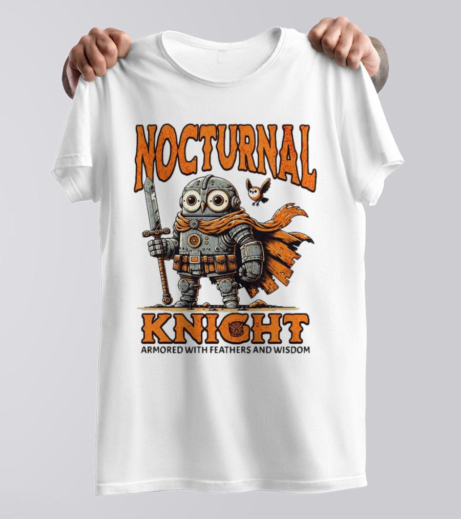 Nocturnal Knight Armored With Feathers And Wisdom Owl T-Shirt