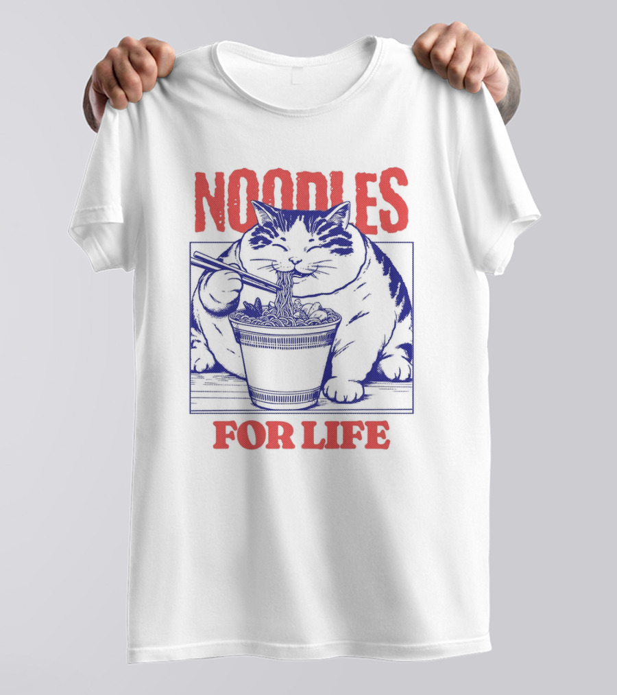 Noodles For Life Cat Eating Ramen T-Shirt