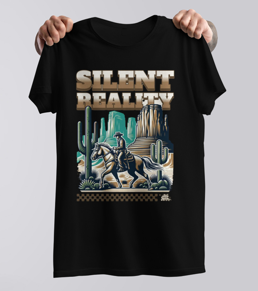 Silent Reality Cowboy Landscape With Cactus And Buttes T-Shirt
