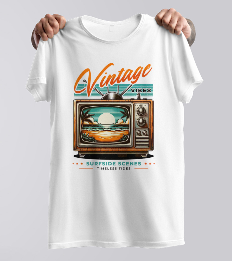 Vintage Vibes Surfside Scenes Timeless Tides T-Shirt