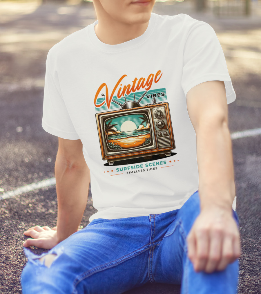 Vintage Vibes Surfside Scenes Timeless Tides T-Shirt