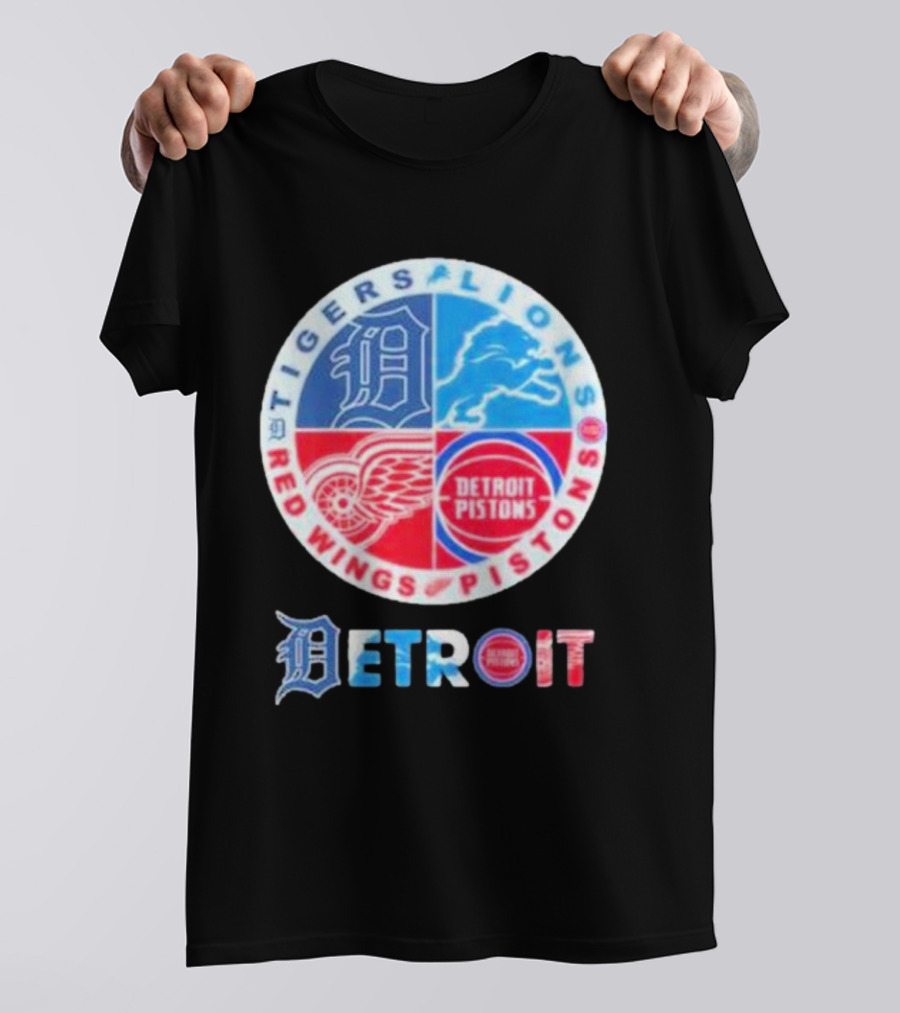 Detroit Tigers Lions Red Wings Pistons Circle T-Shirt