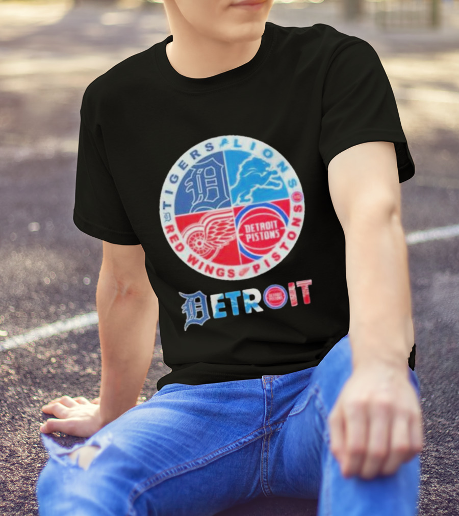 Detroit Tigers Lions Red Wings Pistons Circle T-Shirt