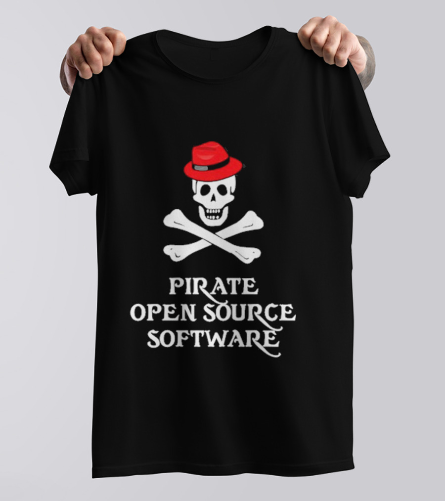 Jeff Geerling Pirate Open Source Software Skull With Red Hat T-Shirt