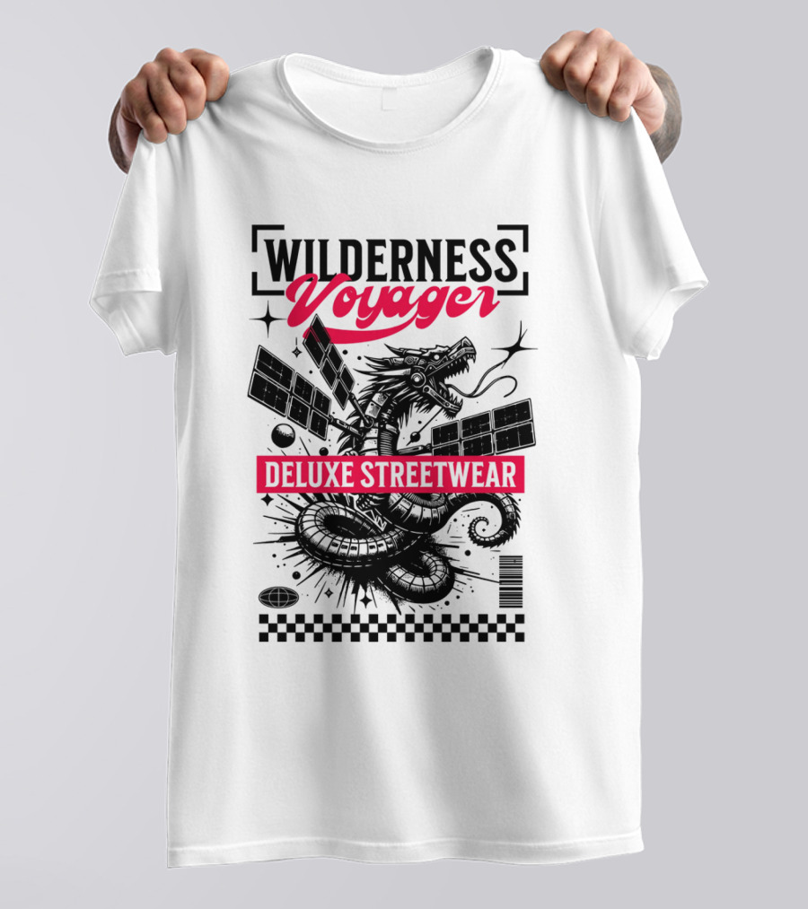 Wilderness Voyager Deluxe Streetwear Dragon Satellite T-Shirt