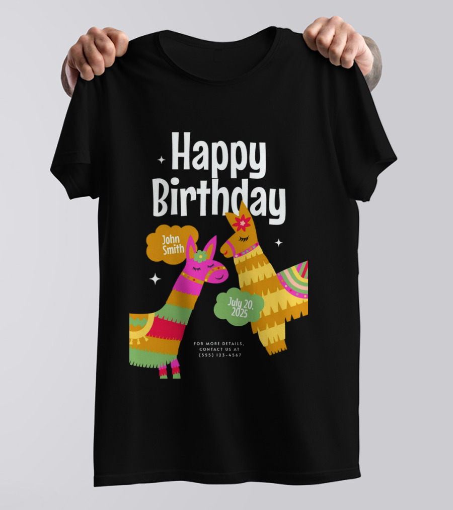 Happy Birthday John Smith Llamas July 20 2025 T-Shirt