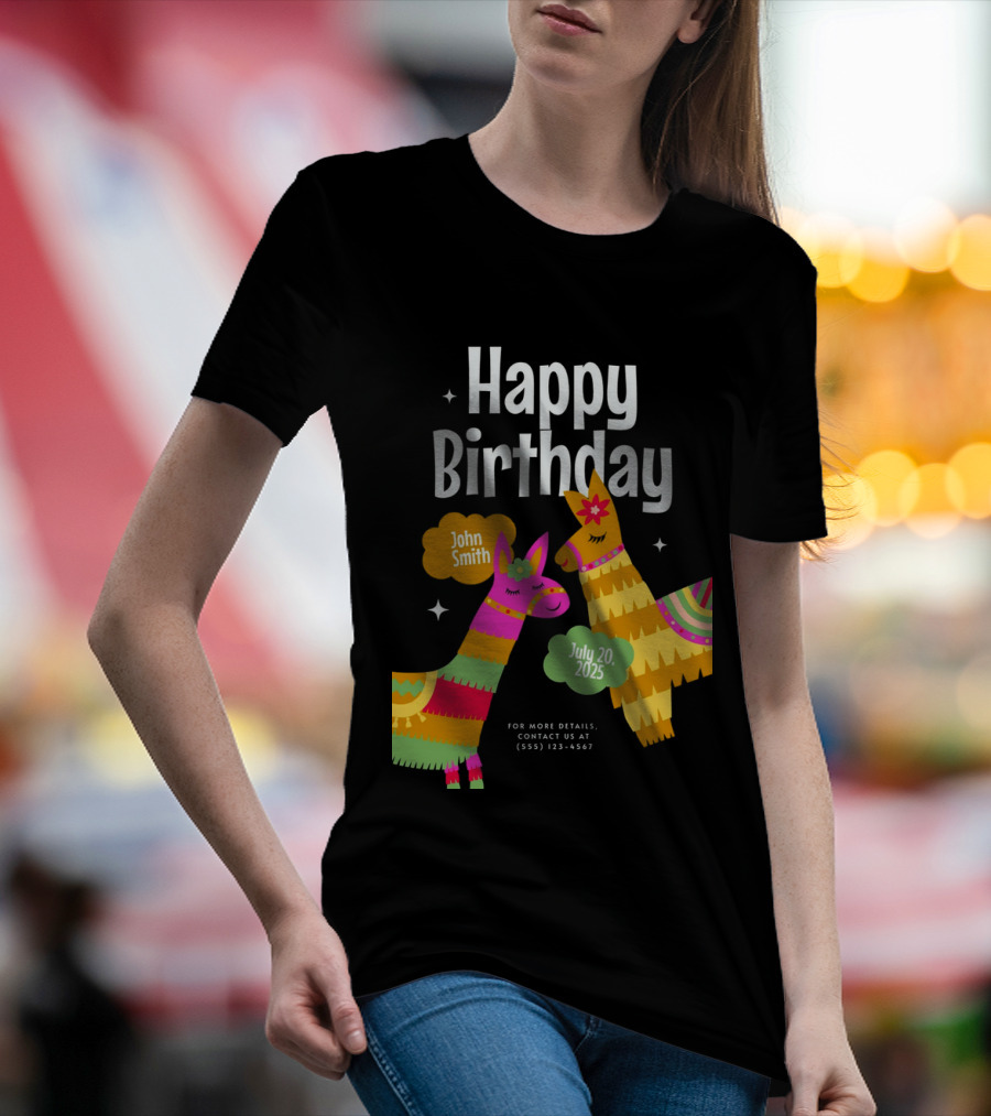 Happy Birthday John Smith Llamas July 20 2025 T-Shirt