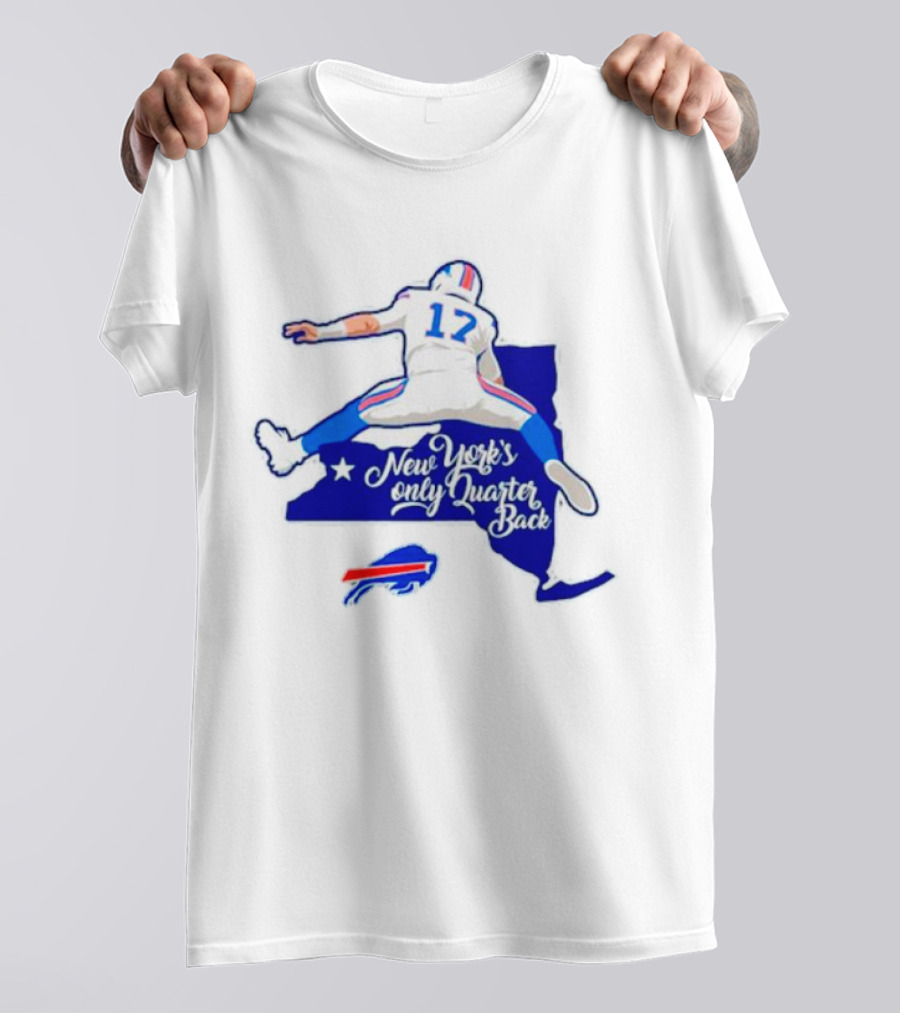 Buffalo Bills 17 New York's Only Quarterback With Iconic Jump And Team Colors T-Shirt