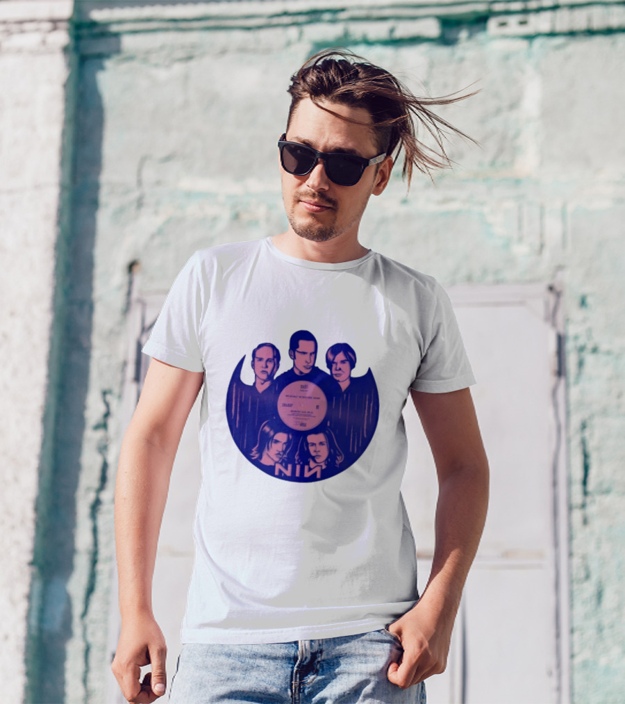NIN Spiral Group Portrait With Record T-Shirt