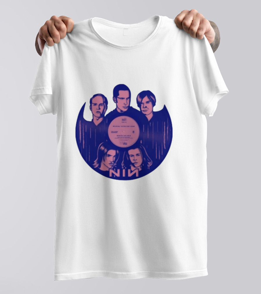 NIN Spiral Group Portrait With Record T-Shirt