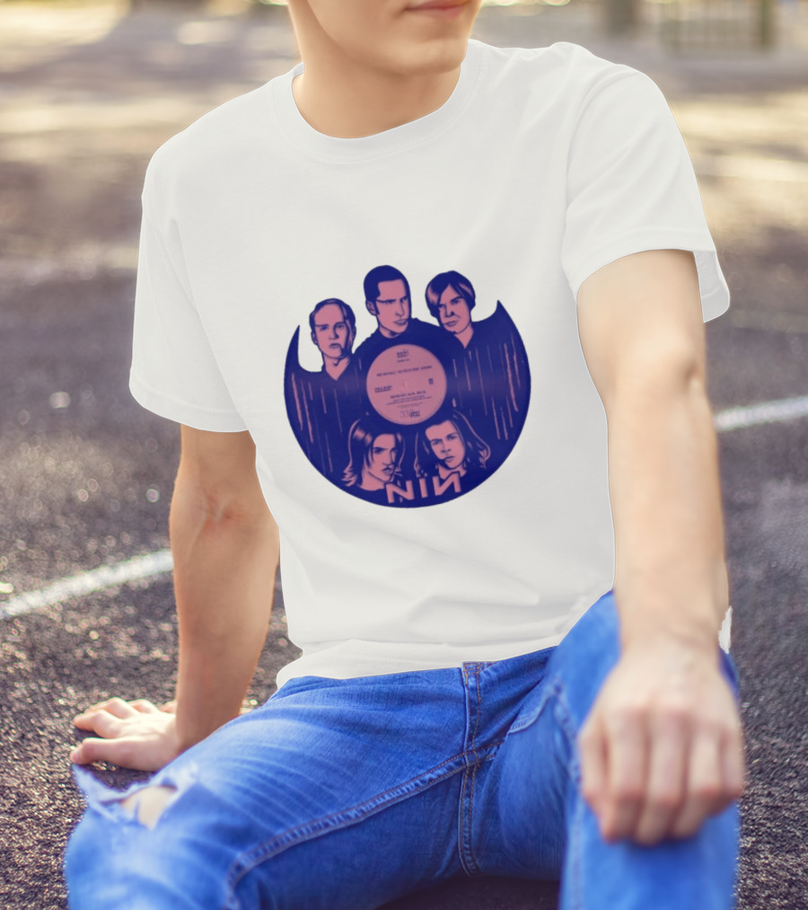 NIN Spiral Group Portrait With Record T-Shirt