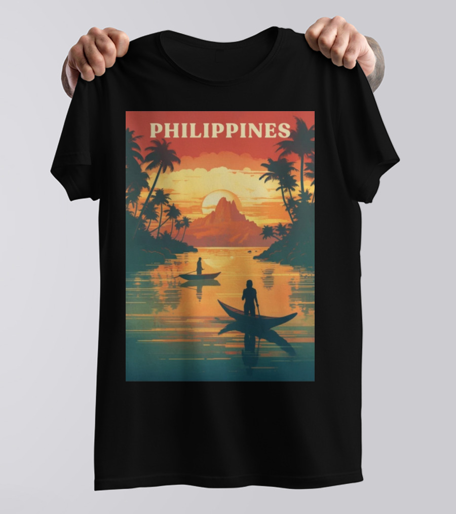 Philippines Sunset Canoe Adventure Tropical Paradise Scene T-Shirt
