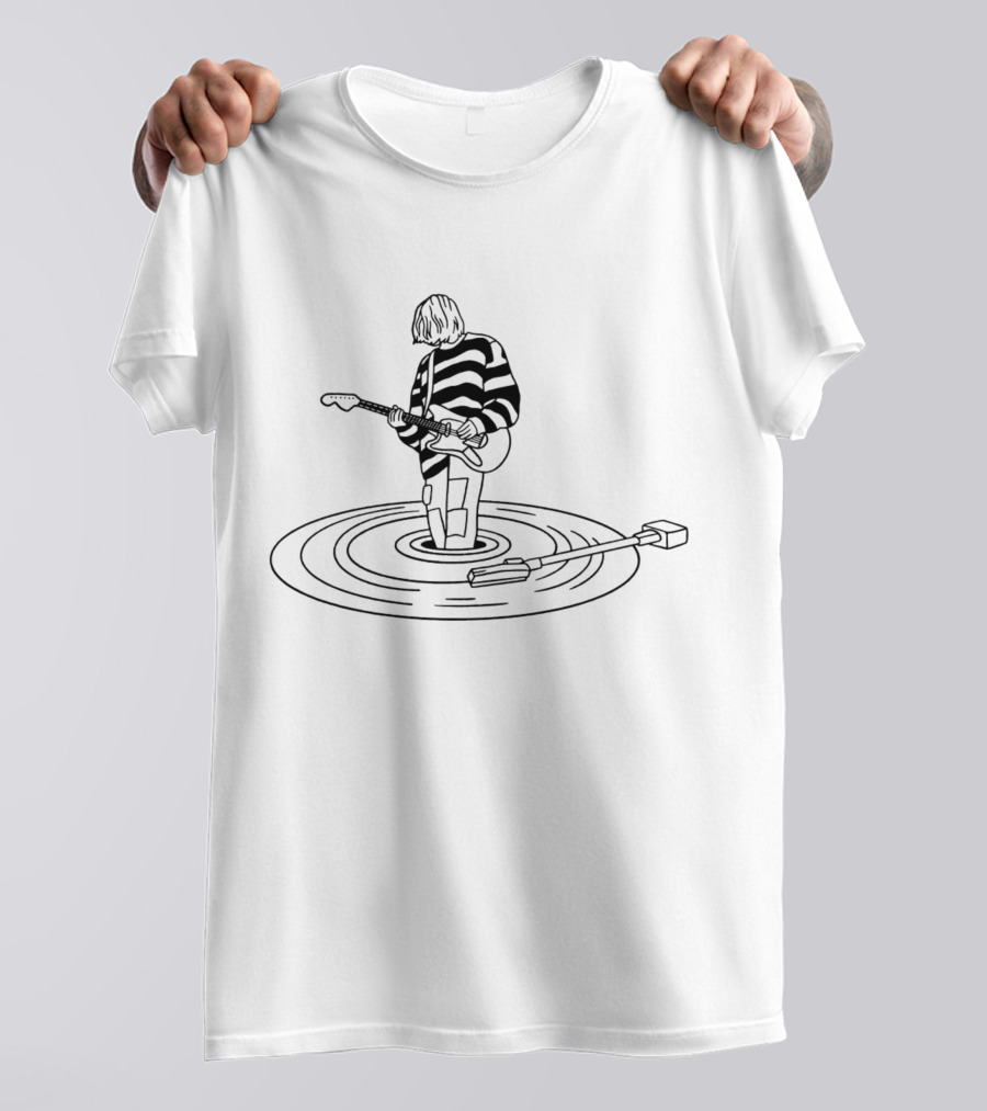 Vinyl Nirvana Vintage Aesthetic Guitarist On Record T-Shirt