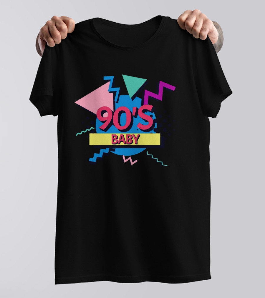 90's Baby Retro Geometric Shapes Colorful Triangles Zigzag T-Shirt
