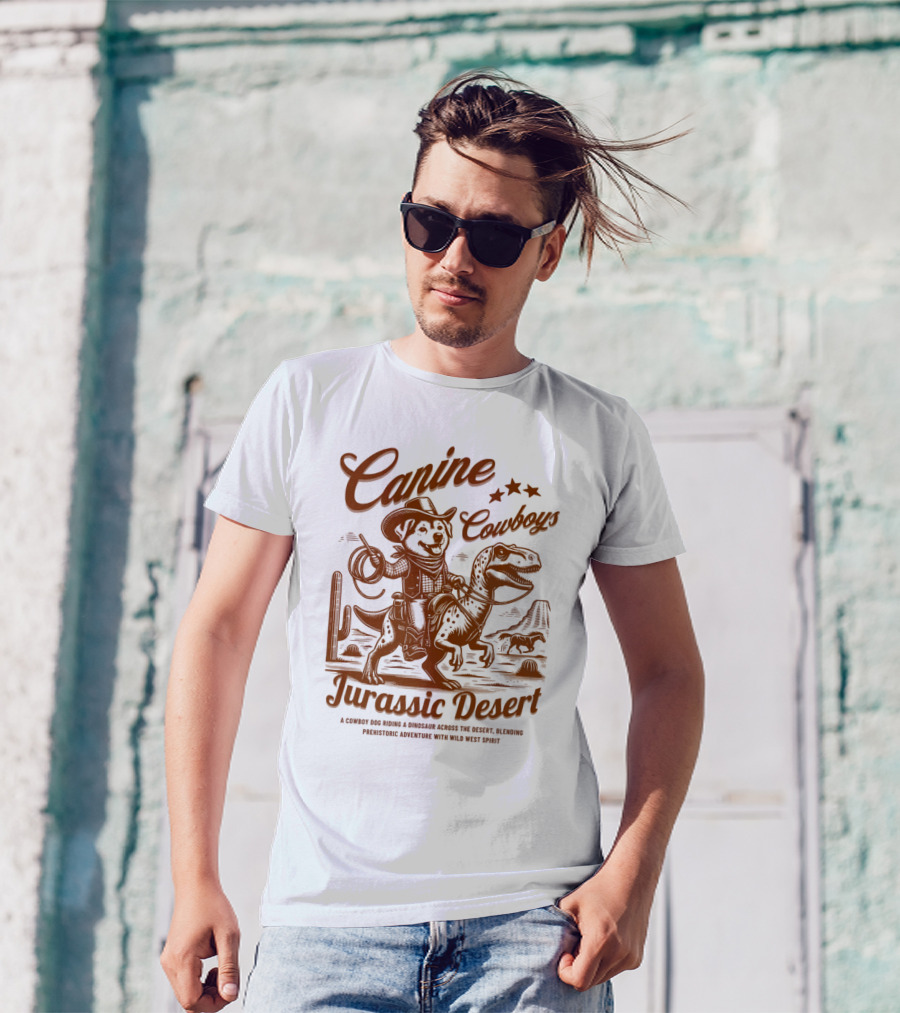 Canine Cowboys Jurassic Desert Adventure With Wild West Spirit T-Shirt