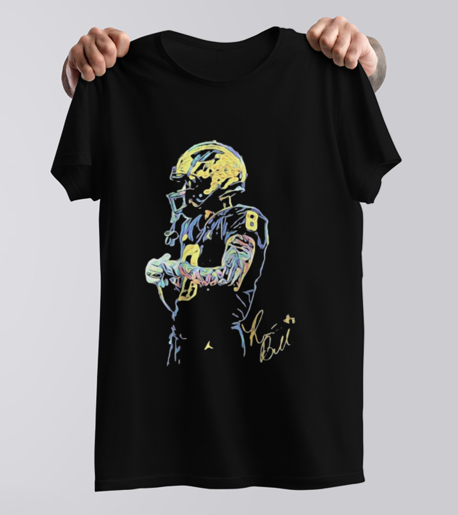 RB8 Signature Football Artwork With Player Number 8 T-Shirt