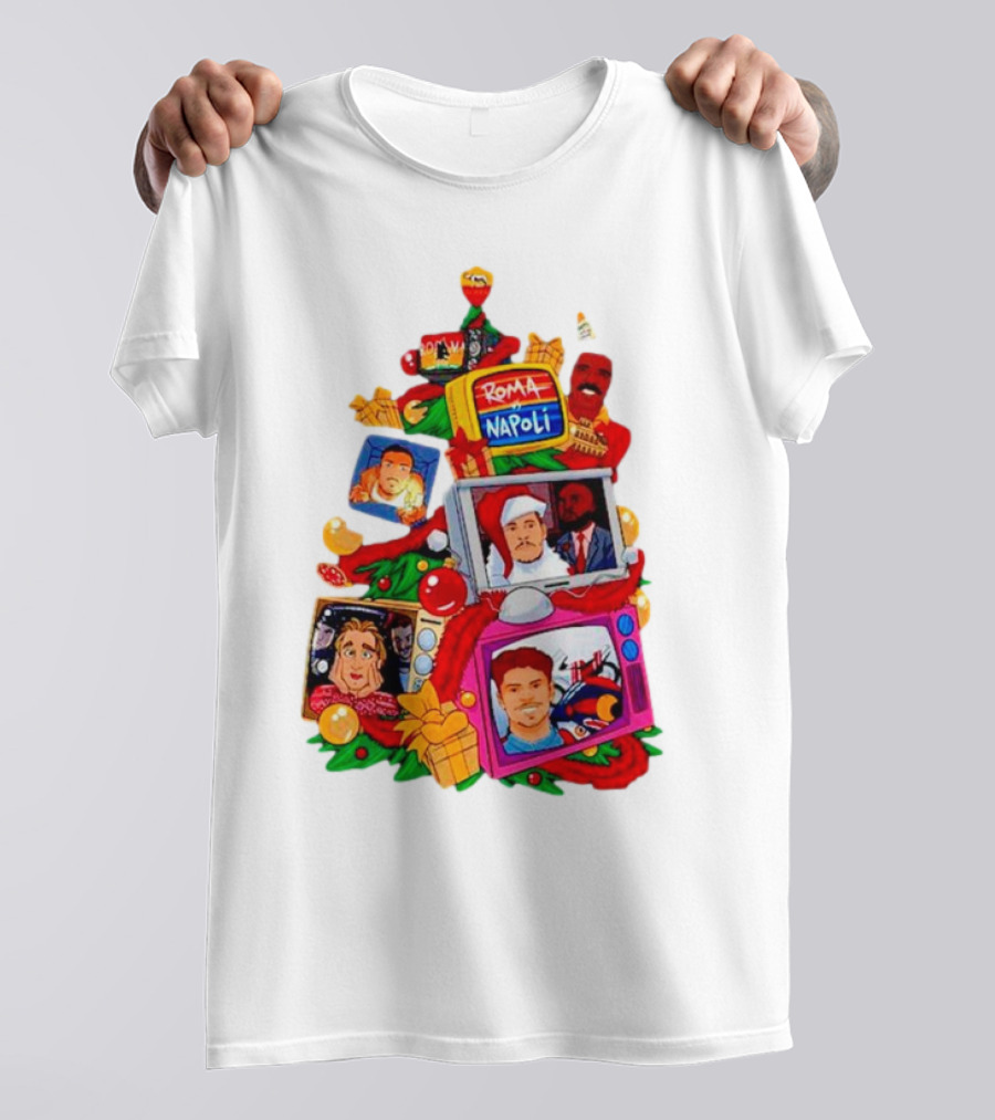 Romolo Con La Matchday Christmas Tree With Roma Napoli Christmas TV Characters T-Shirt