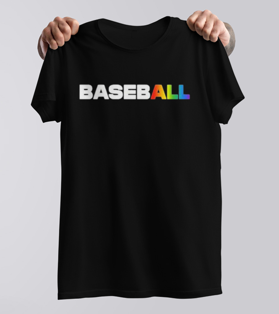 Pitcherlist Baseball Pride ALL Rainbow Letters T-Shirt