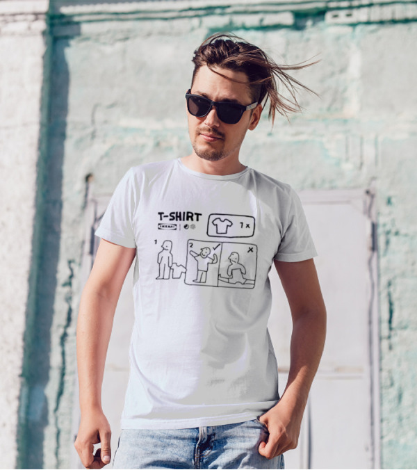 T-Shirt Flat Pack Ikean’t Humor Instructions Drawing T-Shirt