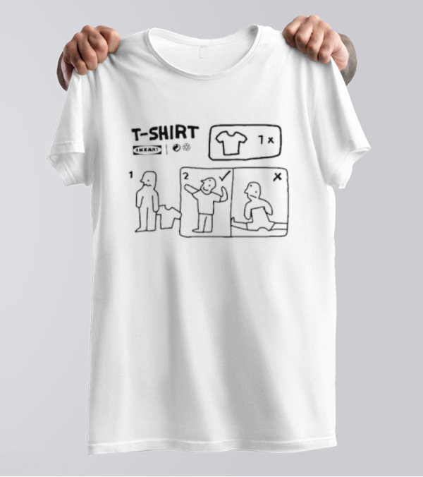 T-Shirt Flat Pack Ikean’t Humor Instructions Drawing T-Shirt