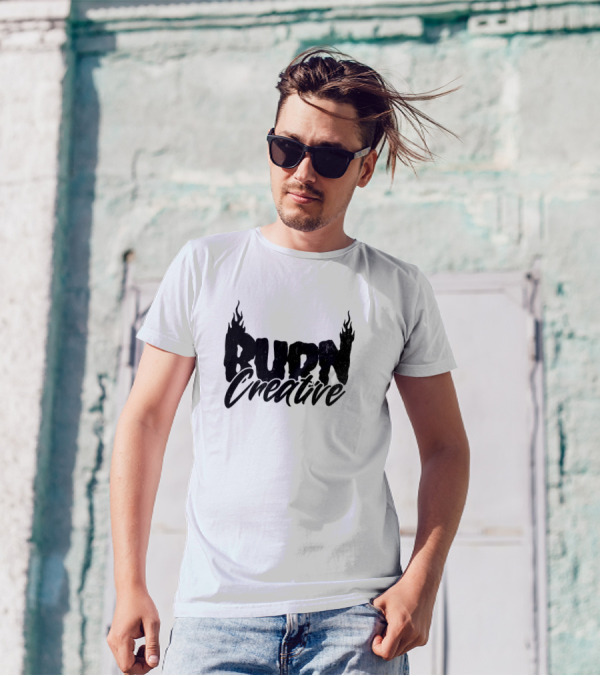 Burn Creative Flame Text T-Shirt