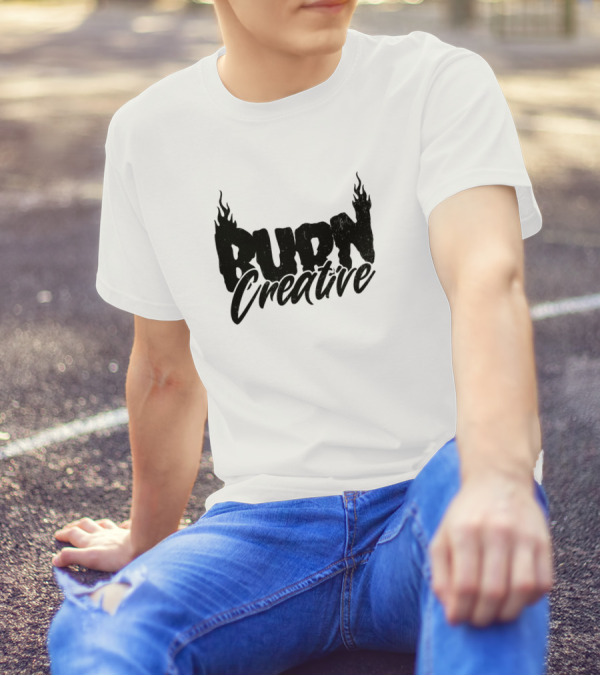 Burn Creative Flame Text T-Shirt