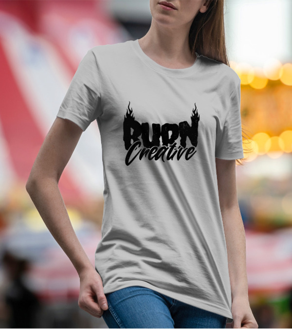 Burn Creative Flame Text T-Shirt