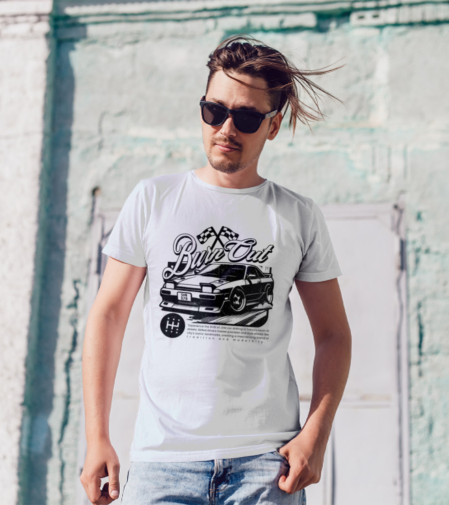 Burn Out JDM Car Drifting Tokyo Streets Tradition And Modernity T-Shirt