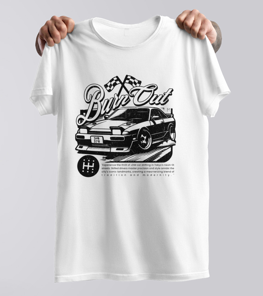 Burn Out JDM Car Drifting Tokyo Streets Tradition And Modernity T-Shirt