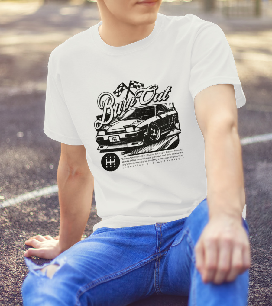 Burn Out JDM Car Drifting Tokyo Streets Tradition And Modernity T-Shirt