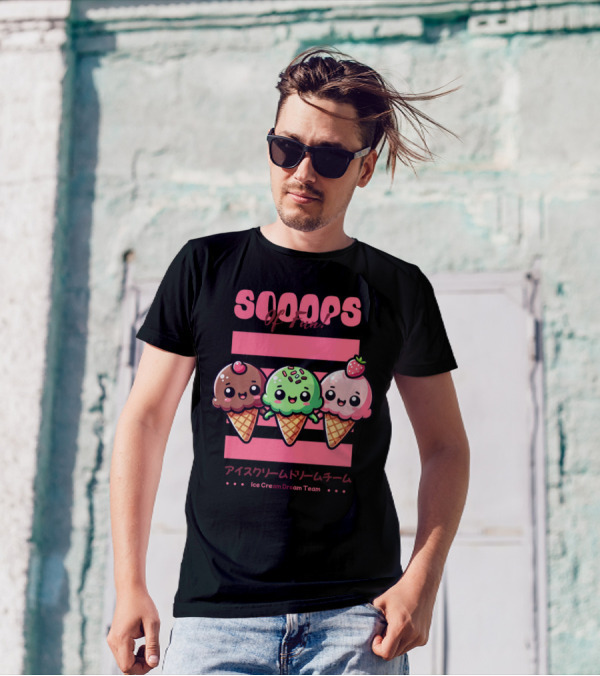 Scoops Of Fun Ice Cream Dream Team Kawaii Cones T-Shirt
